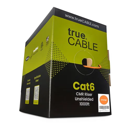 Miniatura 16 de trueCABLE Cat6 cable riser (CMR), 1000 pies, 4 pares de cobre puro sólido de 23 AWG, 550 MHz, certificación ETL, par trenzado sin blindaje (UTP)