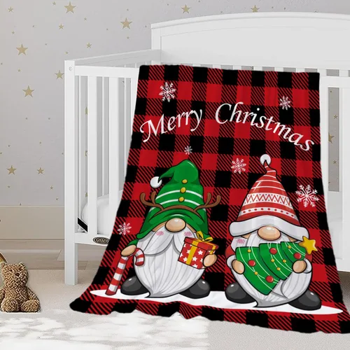 Miniatura 32 de Manta de Navidad para bebé, manta pequeña de Navidad a cuadros rojos, manta de Navidad para invierno, para mascotas, manta para envolver cuna