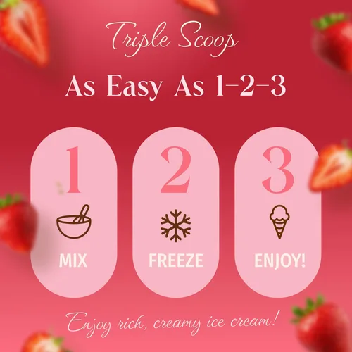 Miniatura 4 de Triple Scoop - Mezcla de helado de fresa prémium para hacer helados. Simple, fácil, delicioso. De mezcla gourmet a máquina en 5 minutos, hace 2