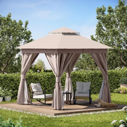 Miniatura 9 de LAUSAINT HOME 8'x8' Outdoor Gazebo, Metal Frame Heavy Duty Patio Canopy Tent Shelter with Double Roofs, Mosquito Nettings and Privacy Screens for