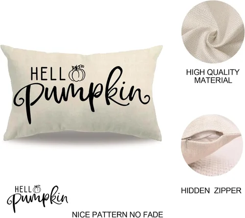 Miniatura 5 de 7COLORROOM Fundas de almohada Happy Thanksgiving Cosecha de otoño (negro, 12 x 20 pulgadas)