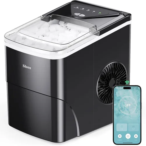 Miniatura 11 de Máquina de hielo Nugget para encimera, máquina de hielo de pellets masticables con función de autolimpieza, máquina de hielo portátil de guijarros