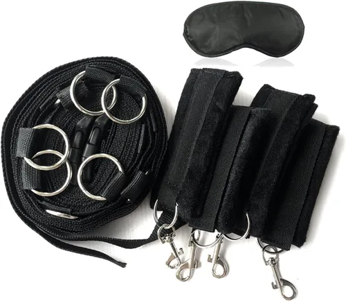 Miniatura 2 de Colchón de amarre sexual tamaño King Size Kit de restricciones de servidumbre para adultos Juego de restricciones de muñeca y tobillo Esposas