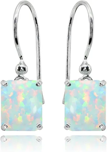 Miniatura 4 de Sterling Silver Genuine, Created or Simulated Gemstone Octagon-Cut Solitaire Drop Dangle Earrings for Women