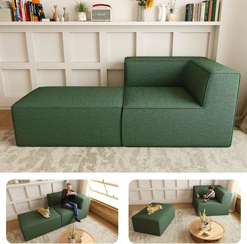 Miniatura 42 de Sofá Seccional Comprimido de 106" Sofás Modulares en Forma de L con Chaise, Espuma de Alta Densidad Sin Ensamblaje Requerido, 4 Piezas