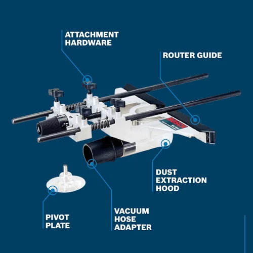Miniatura 2 de Bosch RA1054 – Enrutador de guía lateral con campana de extracción de polvo y adaptador de manguera de aspiradora