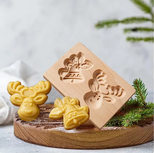 Molde de Galletas de Madera, Molde de Horneado 3D, Herramienta de Decoración de Gravura para Artesanía, Adecuado para Halloween, Acción de Gracias,
