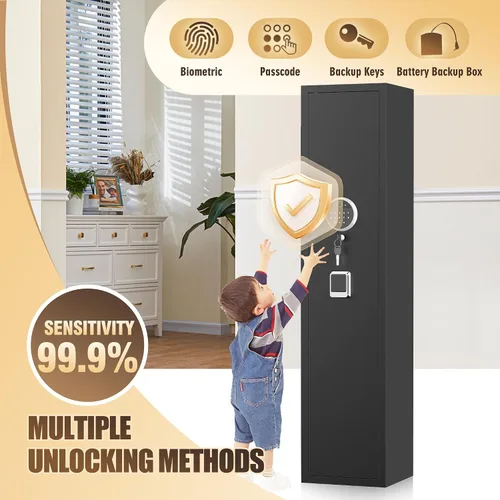 Miniatura 5 de [No requiere montaje] Caja fuerte para armas para rifles y pistolas, gabinete de armas 4-5 para el hogar, huella dactilar y teclado digital, caja