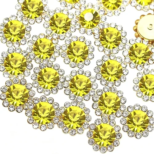Miniatura 22 de 120 piezas de 12 mm de girasol coser en diamantes de imitación de cristal, gemas de vidrio, diamantes de imitación de metal para manualidades
