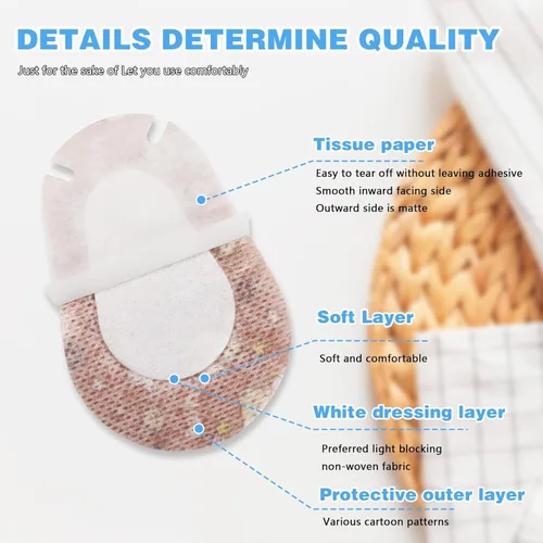 Miniatura 3 de 40 parches para ojos para niños, parches para los ojos para niños, parches adhesivos para los ojos para niños con ojo perezoso, algodón que bloquea