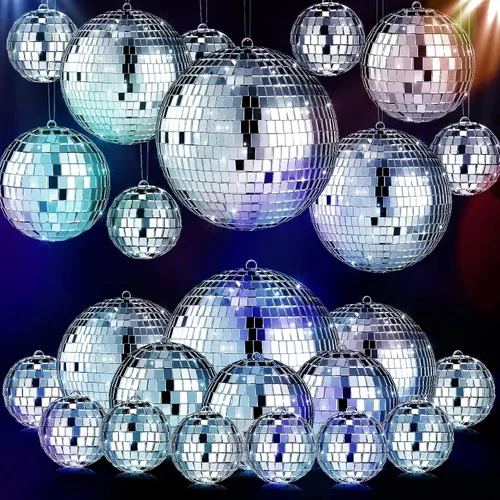 Miniatura 8 de MTLEE 20 piezas de decoración de bolas de discoteca de varios tamaños, decoración de fiesta, adornos de bola de discoteca, espejo pequeño grande