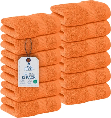 Miniatura 16 de DAN RIVER Paquete de 12 toallas faciales 100% algodón de alta calidad para baño, paños reutilizables para ducharse, 12 x 12 pulgadas, paños de lujo