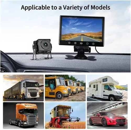 Miniatura 6 de Monitor de botón táctil resistente de 7 pulgadas + kit de cámara inversa para camiones/autobuses/carretillas elevadoras - Sistema de visión trasera