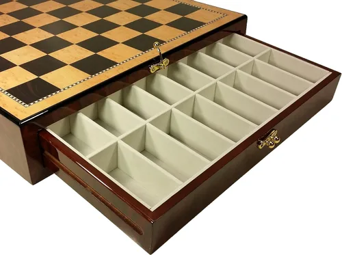 Miniatura 4 de HPL Juego de ajedrez de generales de la guerra civil estadounidense con 17 pulgadas de alto nogal oscuro y tablero de almacenamiento brillante