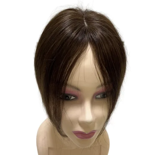 Miniatura 9 de Anemone Peluca de cabello humano con clip para mujer, 10 pulgadas, parte media, recto, extensiones de volumen para pérdida de cabello suave (negro)