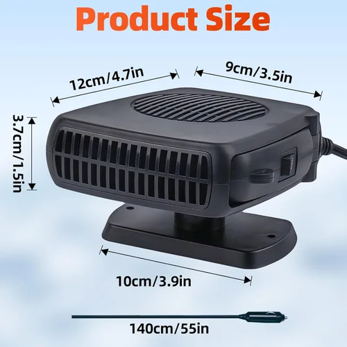 Miniatura 2 de Calentador de coche, 12 V 200 W portátil descongelador rápido y desempañador, nuevo modelo 2026, calentador y ventilador de enfriamiento 2 en 1