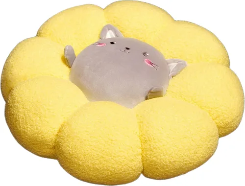 Miniatura 10 de Cojín de flores lindo futón de dibujos animados de animales de pétalos de felpa cojín para respaldo, cojín decorativo para el hogar