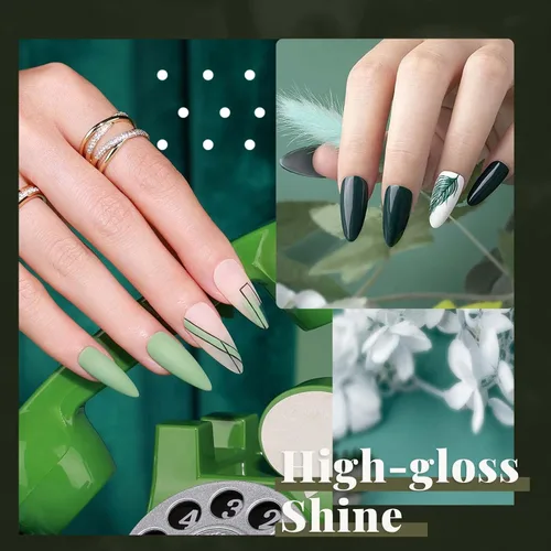 Miniatura 4 de Beetles - Juego de esmaltes de uñas de gel azul y verde, 6 colores, gris brumoso, verde oscuro, lámpara LED de remojo, pinceles de arte