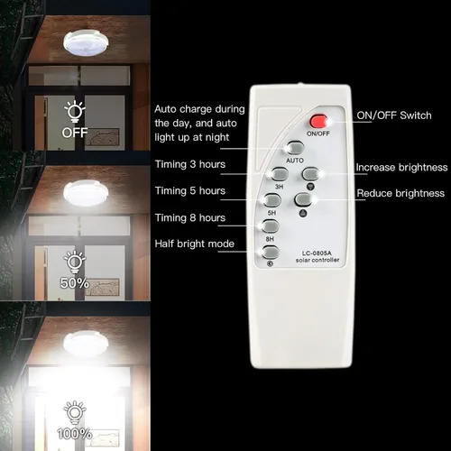 Miniatura 2 de MEIHONG Lámpara solar de techo para porche + focos solares de anochecer a amanecer, luces solares de paisaje, luces solares para jardín, porche