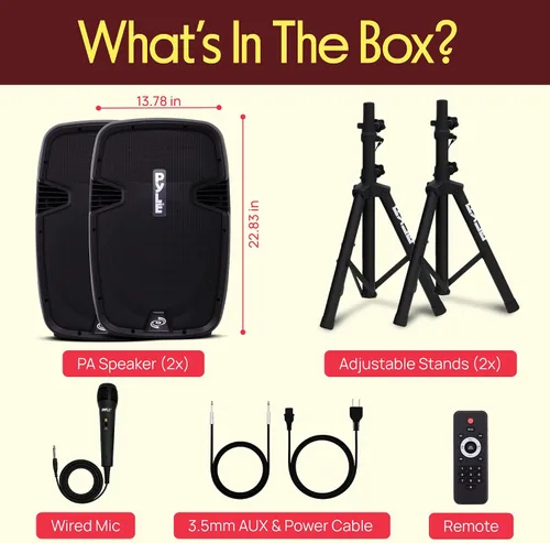 Miniatura 7 de Kit de sistema PA portátil e inalámbrico Pyle - 1800W de pico, compatible con Bluetooth, par activo + pasivo para sonido en interiores / exteriores