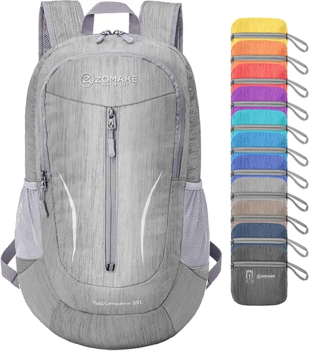 Miniatura 12 de ZOMAKE Mochila plegable ultraligera de 25 litros, mochilas de senderismo plegables resistentes al agua, mochila plegable pequeña para viajes