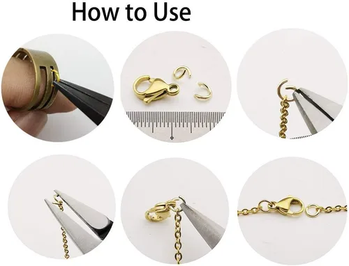 Miniatura 5 de 100 anillos divididos de acero inoxidable chapados en oro, anillos de salto para hacer joyas, collares, pulseras, aretes, llavero, manualidades