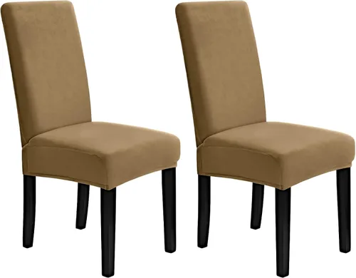 Miniatura 23 de MOSAYT Juego de 2 fundas elásticas de terciopelo para sillas de comedor, fundas suaves con tela extraíble gruesa para sillas Parsons, protectores