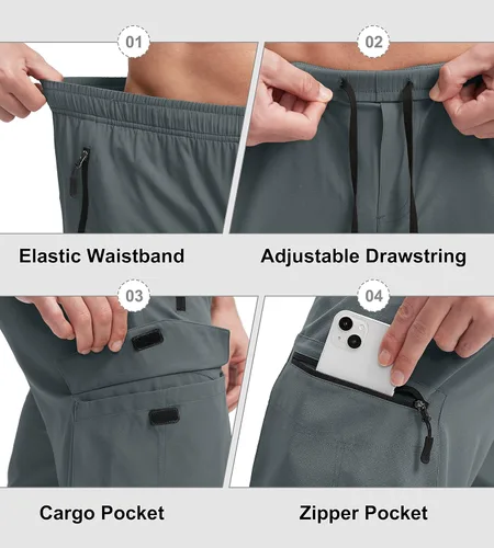 Miniatura 5 de Bikewa Pantalones cortos de ciclismo de montaña para hombre, con acolchado 3D, ajuste holgado, con bolsillos con cremallera