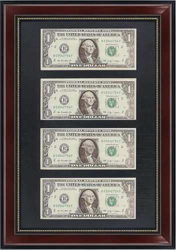 Miniatura 12 de GMFrames Marco de billetes de dólar de caoba con vidrio real de estera negra