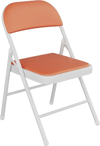 Miniatura 17 de Silla plegable con asiento acolchado de piel sintética, silla plegable ergonómica de metal con respaldo, silla portátil básica para oficina en casa