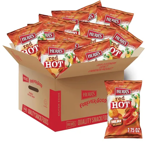 Miniatura 11 de HERR'S Papas fritas Red Hot, 1 onza (paquete de 36 bolsas) – Papas fritas crujientes y picantes – Perfectas para los amantes de los snacks que les