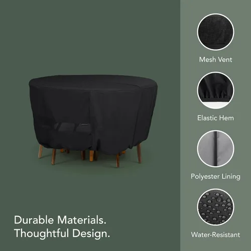 Miniatura 4 de Covermates Juego de funda clásica redonda para mesa de comedor y silla de patio, protección para muebles de exterior para todo tipo de clima, vinilo