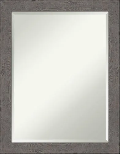 Miniatura 12 de Amanti Art Espejo de baño gris para sobre el fregadero, espejo rectangular gris rústico de corteza de 25 x 21 pulgadas, marco rústico de campo