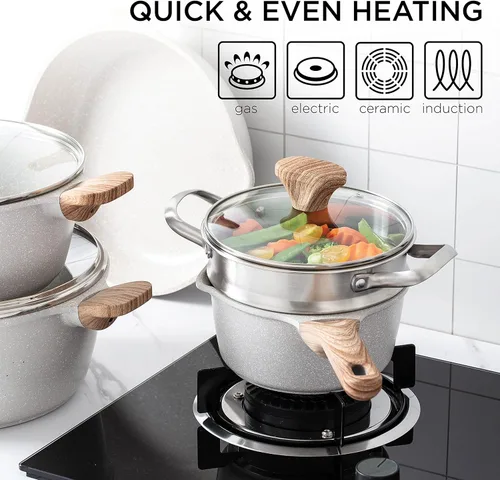 Miniatura 7 de Country Kitchen Juego de utensilios de cocina de aluminio fundido antiadherente, utensilios de cocina duraderos para cocinar todos los días, crema