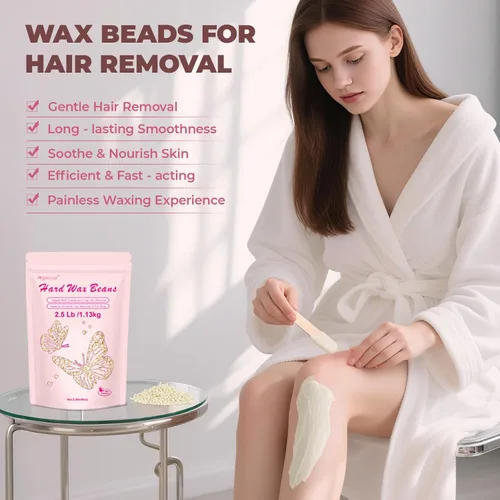 Miniatura 5 de Cuentas de cera de 2.5 libras, cuentas de cera dura adecuadas para bikini brasileño y cabello grueso, cera dura para piel sensible para depilación