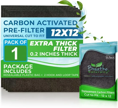 Miniatura 25 de Breathe Naturally Corte Universal para Adaptar Filtro de Aire de Carbón Activado – Filtros de Carbón de Repuesto – Lámina de Carbón de Prefiltro