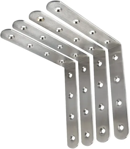 Miniatura 20 de Alise 4 soportes en L resistentes, soportes de esquina de 3.2 x 3.2 pulgadas, soportes flotantes blancos para estantes, soportes de montaje en pared