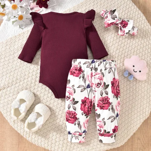 Miniatura 219 de Aalizzwell Conjunto de mameluco acanalado para bebé recién nacido prematuro para otoño e invierno