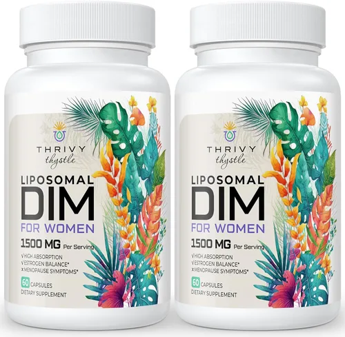 Liposomal DIM 400 mg - Equilibrio hormonal, apoyo al estrógeno para mujeres, suplemento DIM con vitamina E, onagra, cimicifuga, ácidos grasos