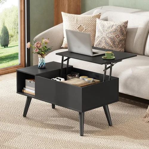 Miniatura 2 de WLIVE Mesa de Centro para Sala de Estar, Mesa de Centro Pequeña con Almacenamiento, Mesa Central de Comedor de Madera Moderna con Tapa Elevable