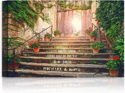 Miniatura 116 de Arte enmarcado de vacaciones con nombres de pareja en sillas de cubierta, regalo de amor perfecto para aniversario, boda. Con diferentes estilos
