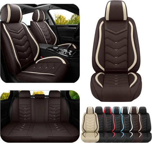 Miniatura 21 de ADERN Fundas de asiento de automóvil para Nissan Altima 2001-2026, funda de asiento de automóvil de piel de napa premium, elegantes fundas de Beige