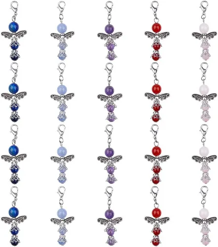 Miniatura 25 de SUNNYCLUE 1 caja de 50 marcadores de puntada de ganchillo marcadores de punto esmaltado mariposa encantos clip en cierre de langosta extraíble 50