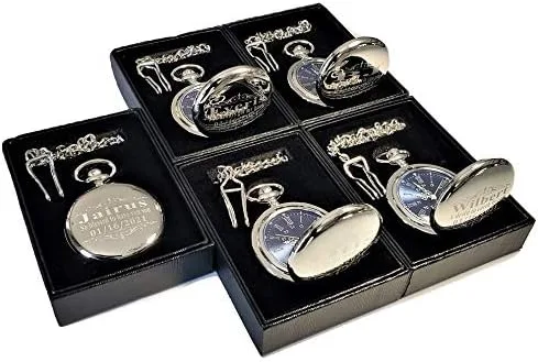 Miniatura 9 de 1 reloj de bolsillo personalizado, regalo grabado de estilo vintage. Caja incluida, cadena de acero inoxidable y grabado incluidos, padrinos de Oro