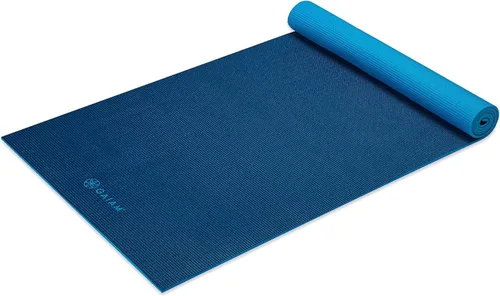 Gaiam Estera de yoga de color sólido, antideslizante para todo tipo de yoga, pilates y ejercicios de piso Azul marino/azul