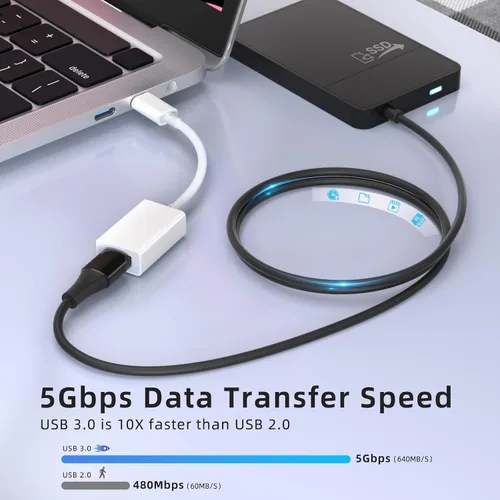 Miniatura 2 de ZVGMOOE Adaptador USB C a USB 3.0, paquete de 2 unidades, USB C macho a USB hembra OTG cable Thunderbolt3 a USB adaptador compatible con MacBook