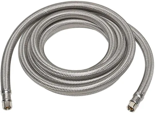 Manguera de suministro de agua trenzada de acero inoxidable para máquina de hielo - 10 pies - Conectores universales de 1/4" de Kelaro