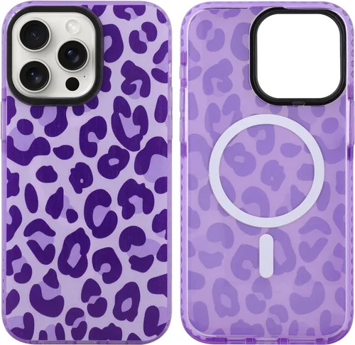 Miniatura 18 de SAKUULO Funda magnética para iPhone 11 Pro Max [Compatible con MagSafe] Patrón de Estampado de Leopardo Gris Claro Funda de Carga Inalámbrica