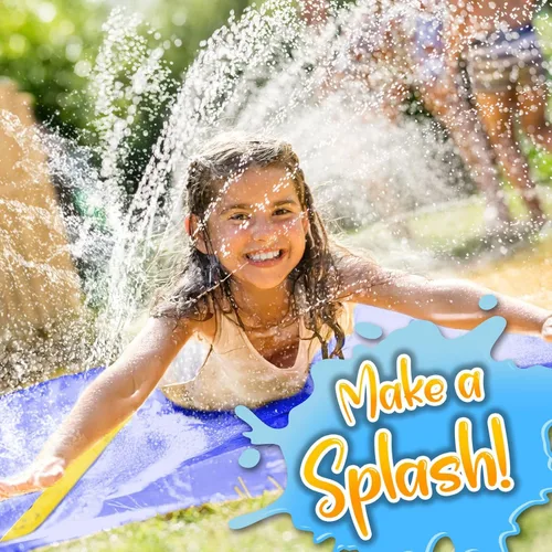 Miniatura 2 de Stargo 18 x 5 pies – Salpicaduras y tobogán deslizante, toboganes acuáticos para niños – Tobogán acuático para niños al aire libre divertidos Azul