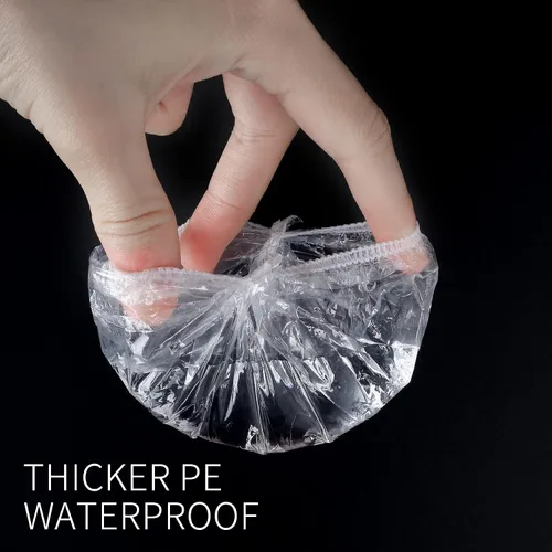 Miniatura 4 de Paquete de 200 protectores de oído transparentes, desechables, impermeables, para teñir el cabello, protectores de oídos de plástico impermeables